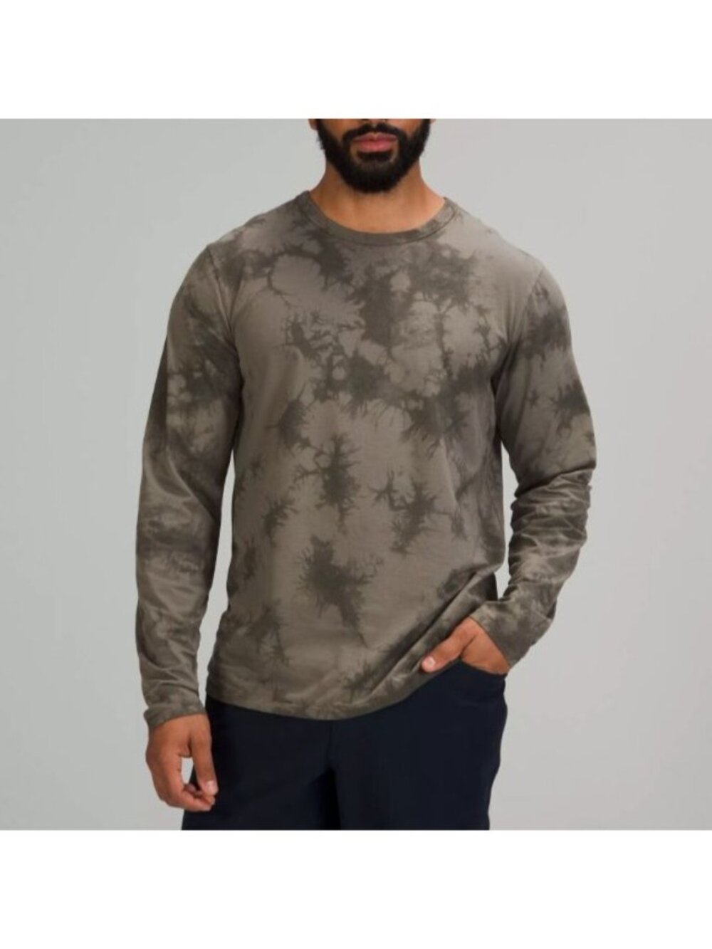 Lululemon Fundamental LS Mens Long Sleeve Tee Large Green Tie Dye Pima Cotton